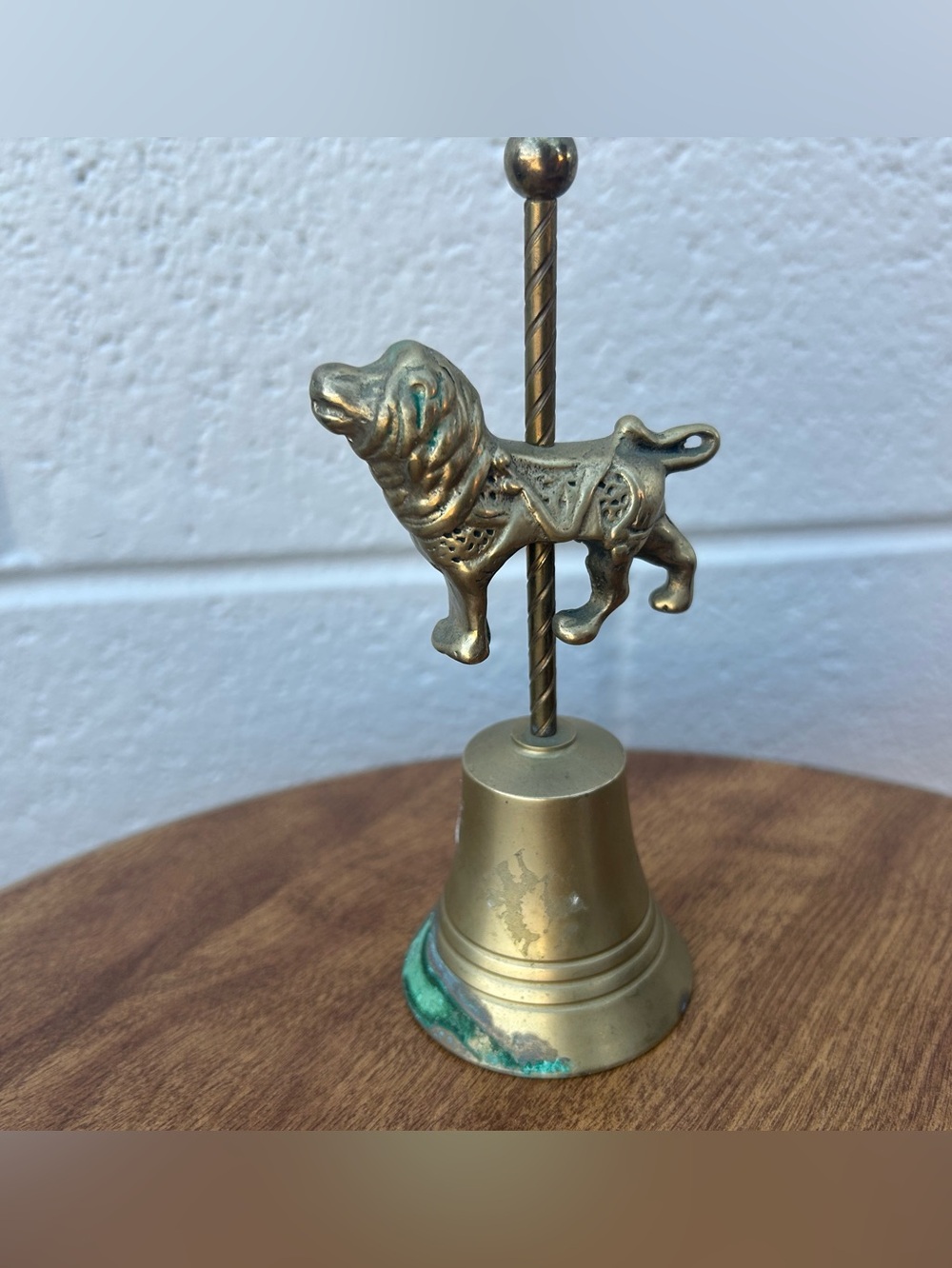 ENESCO Vintage Solid Brass Carousal Dog Ringing Bell